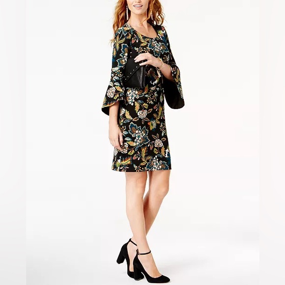 🆕NWT Anna Sui Loves I.N.C. Petite Floral Print Sheath Dress Size Large - Picture 2 of 15